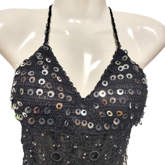 Crop Top Sequin Top, Halter Top Tank Top - NEW - Picture 3 of 12